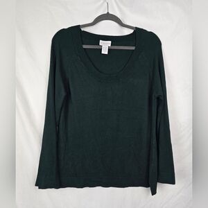 Soft Surroundings Women's Green Soft Viscose Boxy Knit Minimalist Sweater sz M